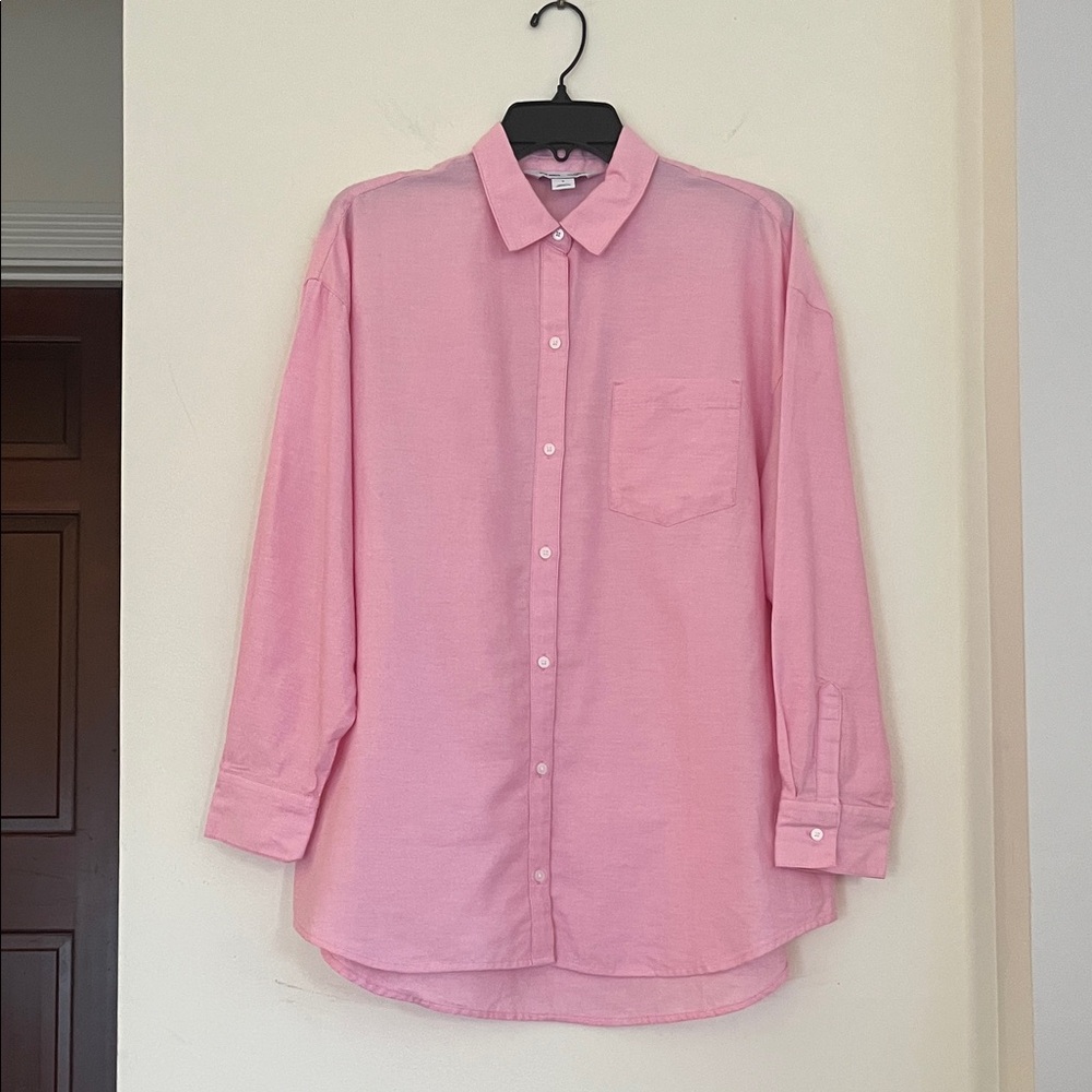 💗✨ NWT Old Navy Pink Cotton Button-Up Blouse – Women’s Size Small ✨💗